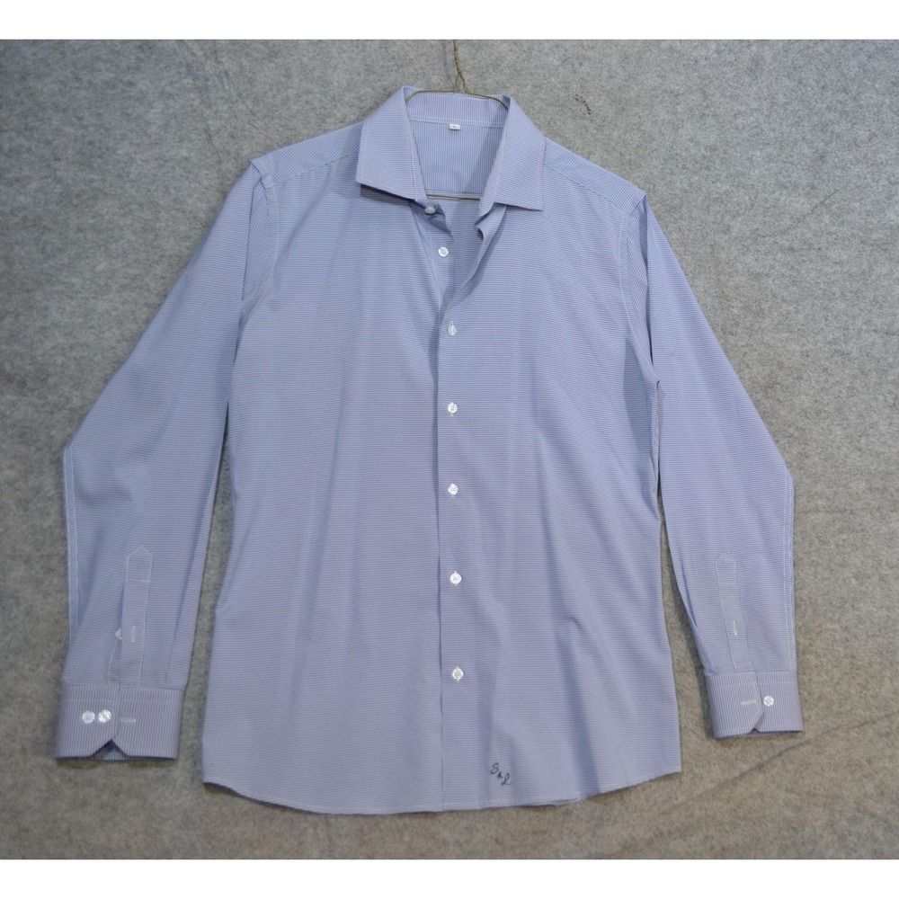 State and Liberty Shirt Men L Blue Dress Long Sleeve Stretch Gingham Performance